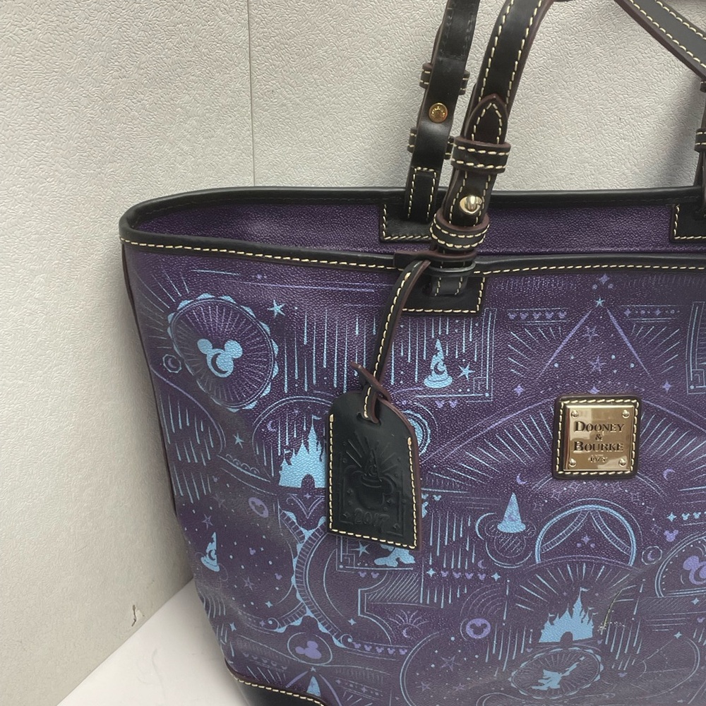 Disney Dooney & Bourke 2017 Fantasia Sorcerer Mickey Mouse Tote Bag Purse Purple - Picture 4 of 13
